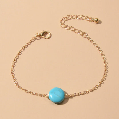 Indian Ethnic Jewelry Gold Silver Chain Turquoise Bracelet Bohemian Accessories-1