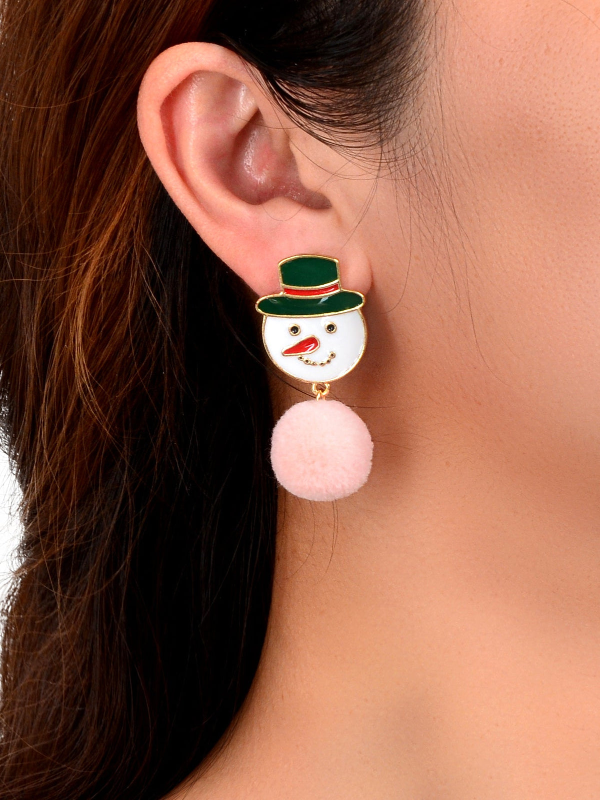 Novelty Snowman Earrings Colourful Christmas Dangle Stud Jewellery Party Gift-1
