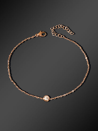 Delicate Summer Beach Rose Gold Chain Rhinstone Charm Anklets Women Jewellery-1