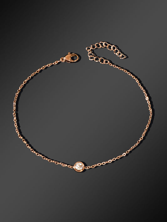 Delicate Summer Beach Rose Gold Chain Rhinstone Charm Anklets Women Jewellery-1