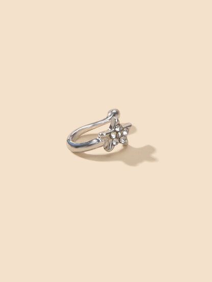 AU Local Star Nose Ring Fake Clip On Sparkly Hanger Rhinestone C Ring Jewellery-1