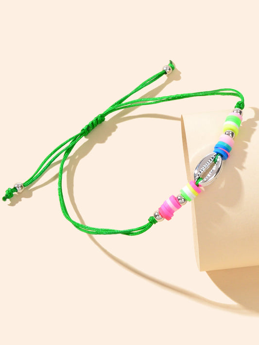 Boho Chic Candy Color Handmade Soft Beads Shell Anklet Adjustable Foot Jewellery-1