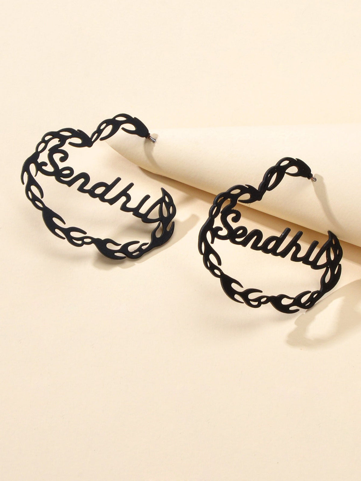 Goth Hip Hop Punk Style Black Hollow Heart Chunky Statement Stud Women Earrings-1