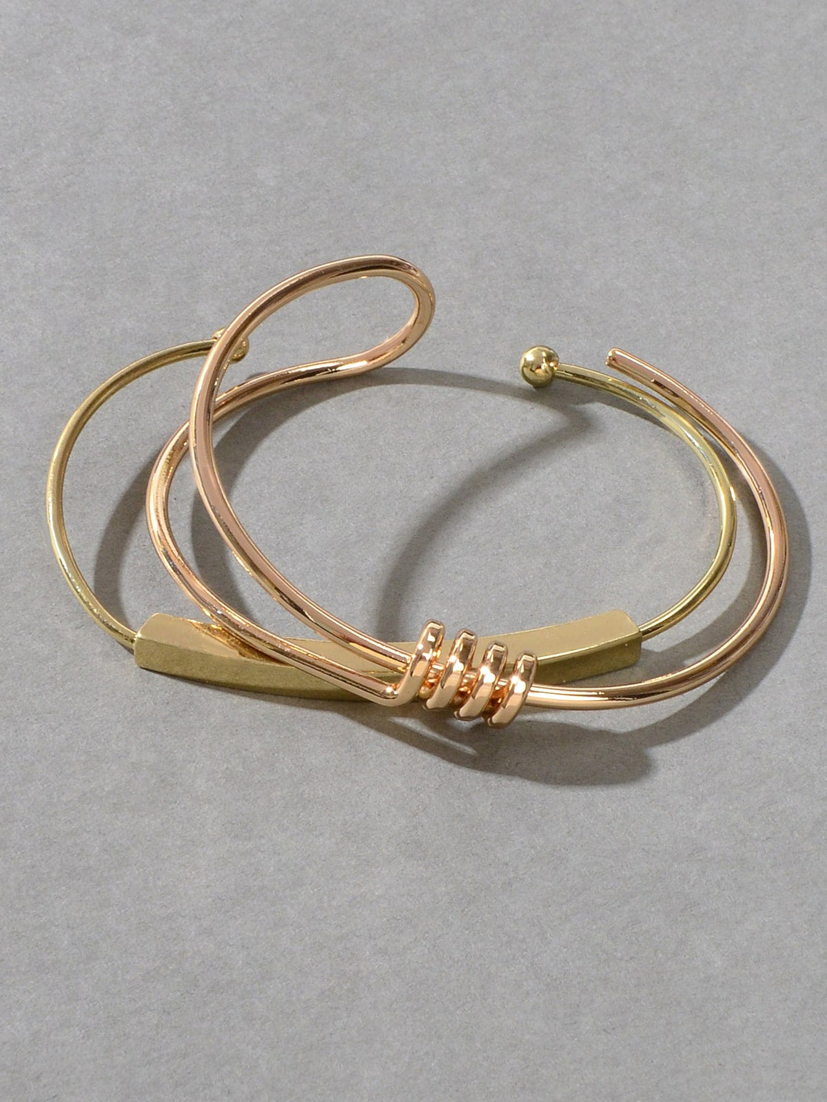 Set of 2 Cuff Bangle Gold Bracelets Elegant Accessories Ensemble Jewellery Gift-2
