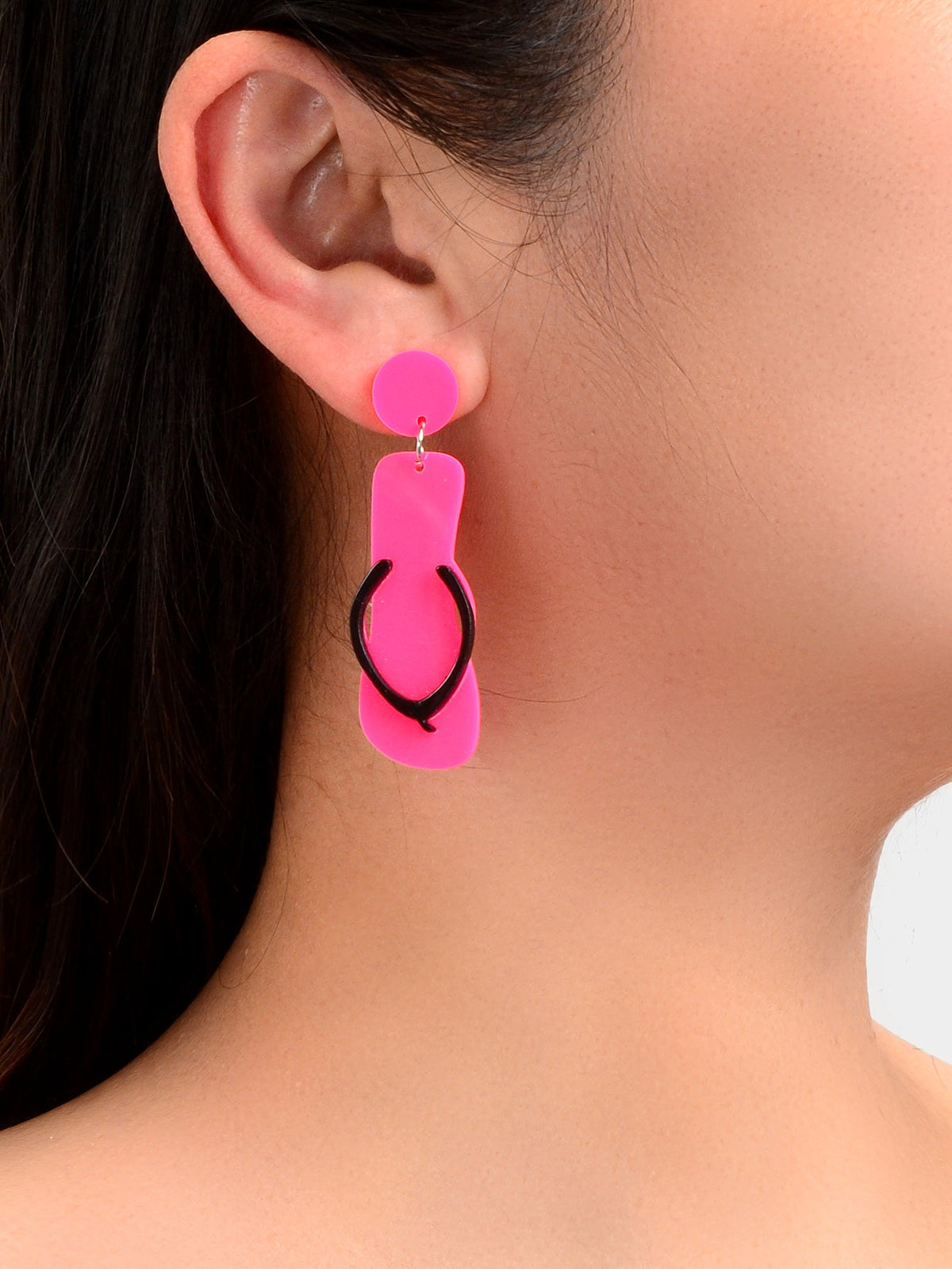 Y2k Style Hot Pink Acrylic Slippers Pendant Dangle Earrings Girl Holiday Jewelry-1