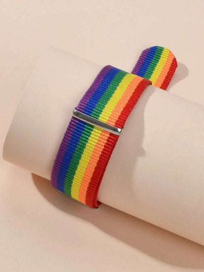 Belt Colorful Rainbow Striped Braided Wrap Bangle Bracelet Hiphop Accessories-2