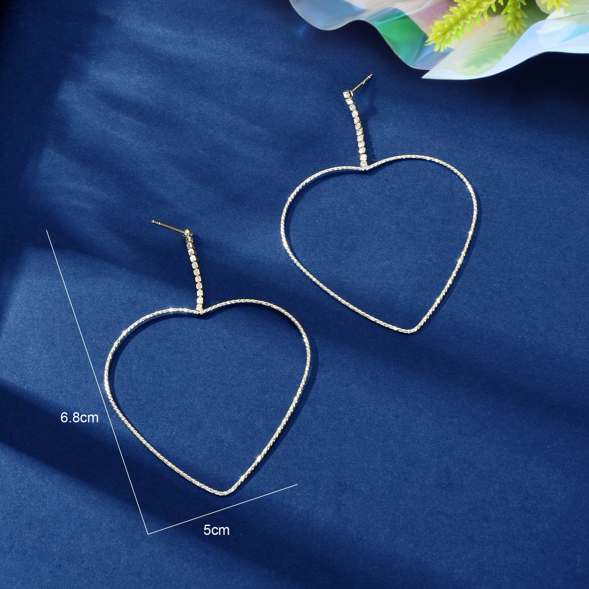 Trendy Rhinestone Decor Silvery Heart Dangle Earrings Women Party Daily Prom Jewelry-4