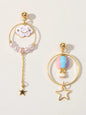 Lovely Jewellery Pearl Hot Air Balloon Clouds Star Charm Asymmetric Earrings-0