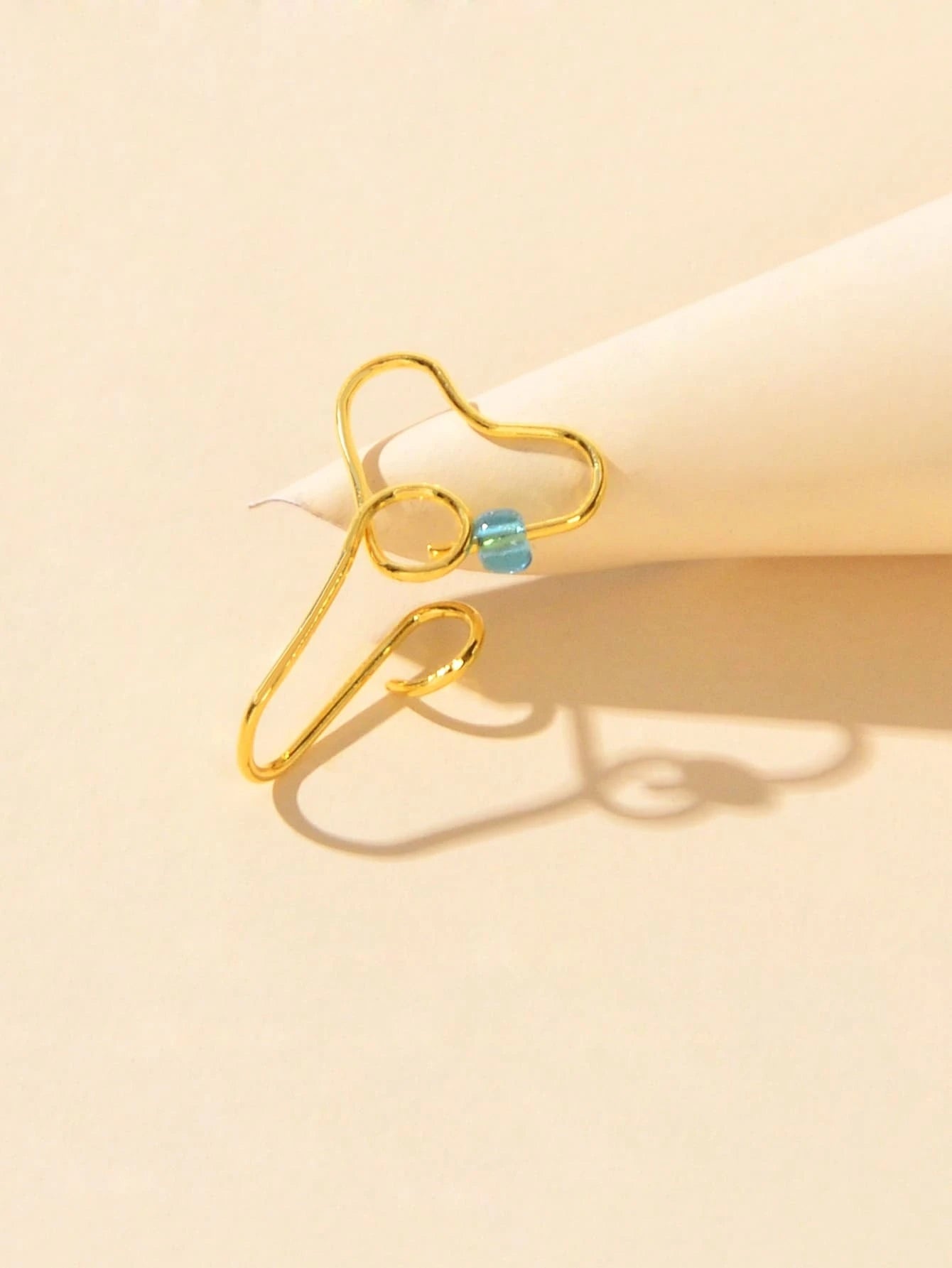 1 pc Gold Heart Bead Fake Nose Ring Lip Ear Nose Body Piercing Stud Jewellery-1