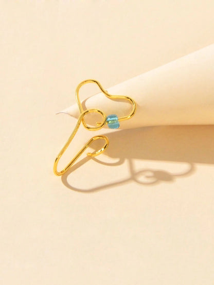 1 pc Gold Heart Bead Fake Nose Ring Lip Ear Nose Body Piercing Stud Jewellery-1