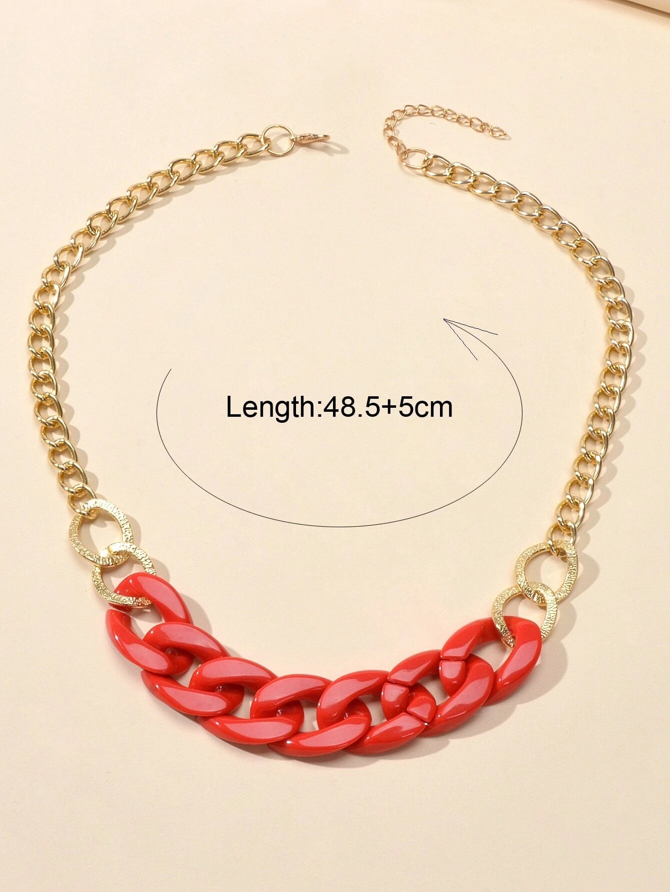 Punk Jewellery Gold Chain Red Acrylic Lock Statement Collar Necklace Accessories-1