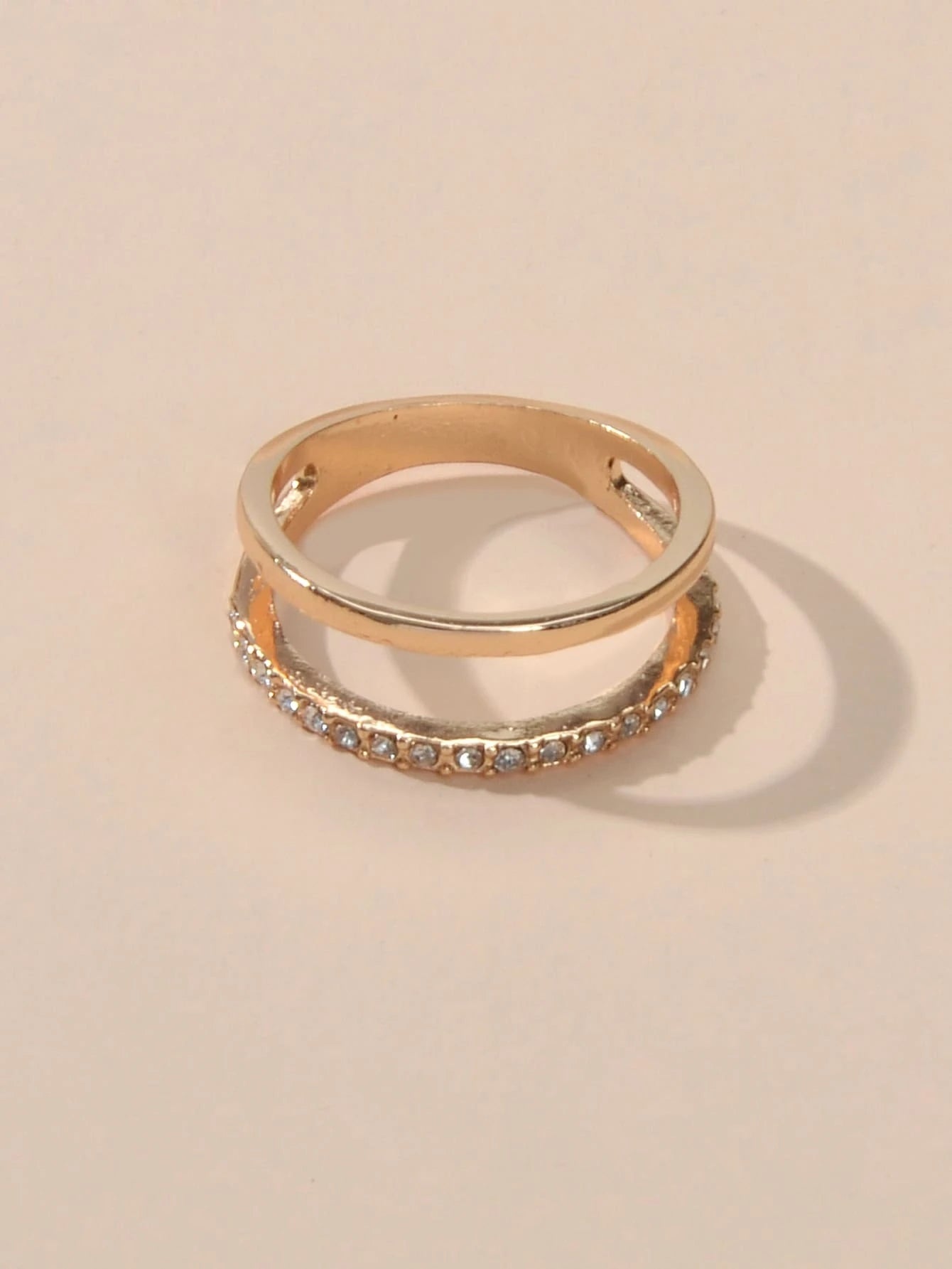 Fashion Jewelry Rhinestone Gold Eternity Ring Women Wedding Party Accessories-2