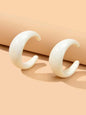 Fashion Round Yellow White Resin Hoop Earrings Circle C Shape Acrylic Cuff Stud-5