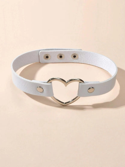 Punk Gothic Leather Love Heart Choker Collar Buckle Necklace Teens Stunning Gift-5