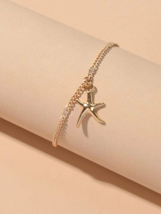 1 pc Silver Gold Starfish Charm Anklet Boho Beach Bracelet Foot Chain Jewellery-1