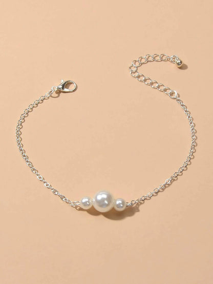 Retro Jewelry Pearl Charm Gold Silver Bracelet Teens Wholesale Price Accessories-5