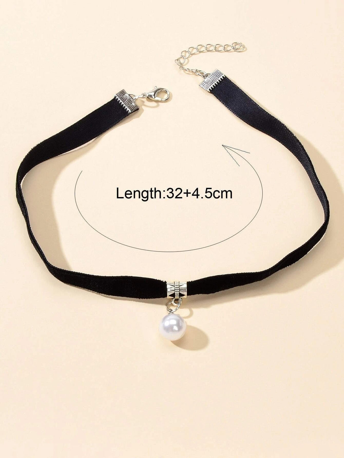 Black Velvet Pearl Decoration Charm Gothic 90s Tattoo Choker Punk Retro Necklace-1