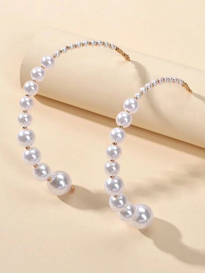 Retro Jewellery Big Pearl Statement Hoop Earrings Fashion Women Accessories-1