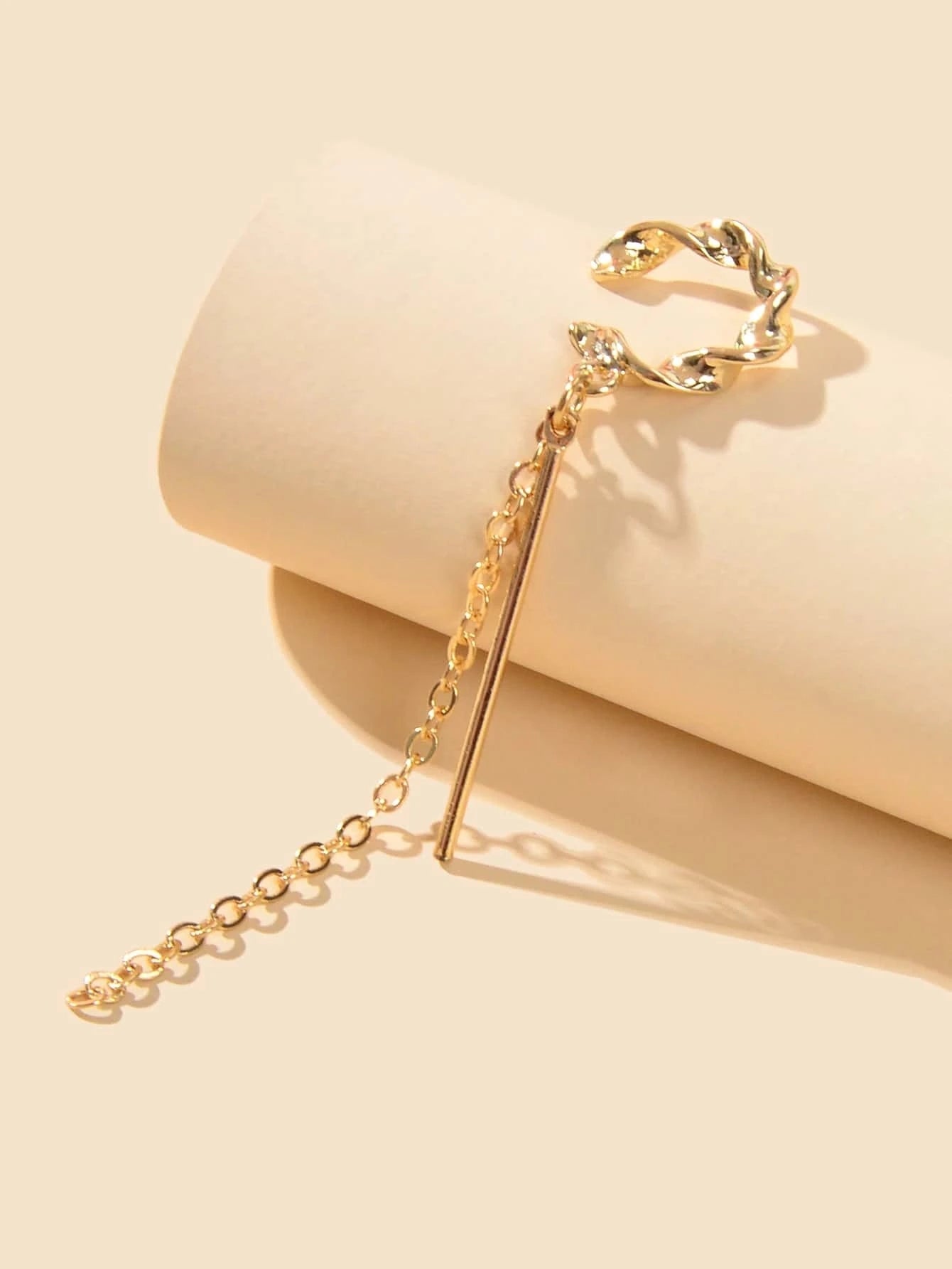 1 pc Punk Gold Silver Chain Bar Cartilage Earrings Ear Cuff Hiphop Jewellery-1