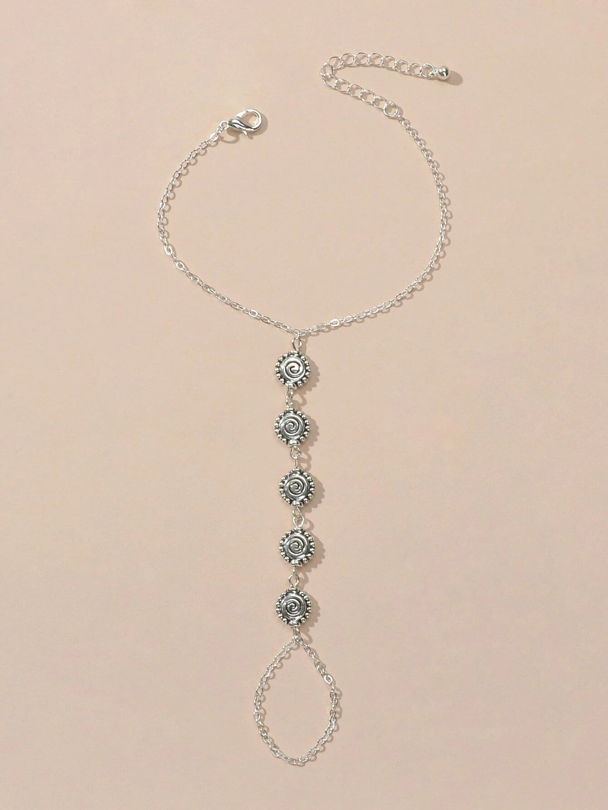 Tribal Ethnic Antique Silver Geometric Charm Slave Boho Bracelet with Ring Gift-1
