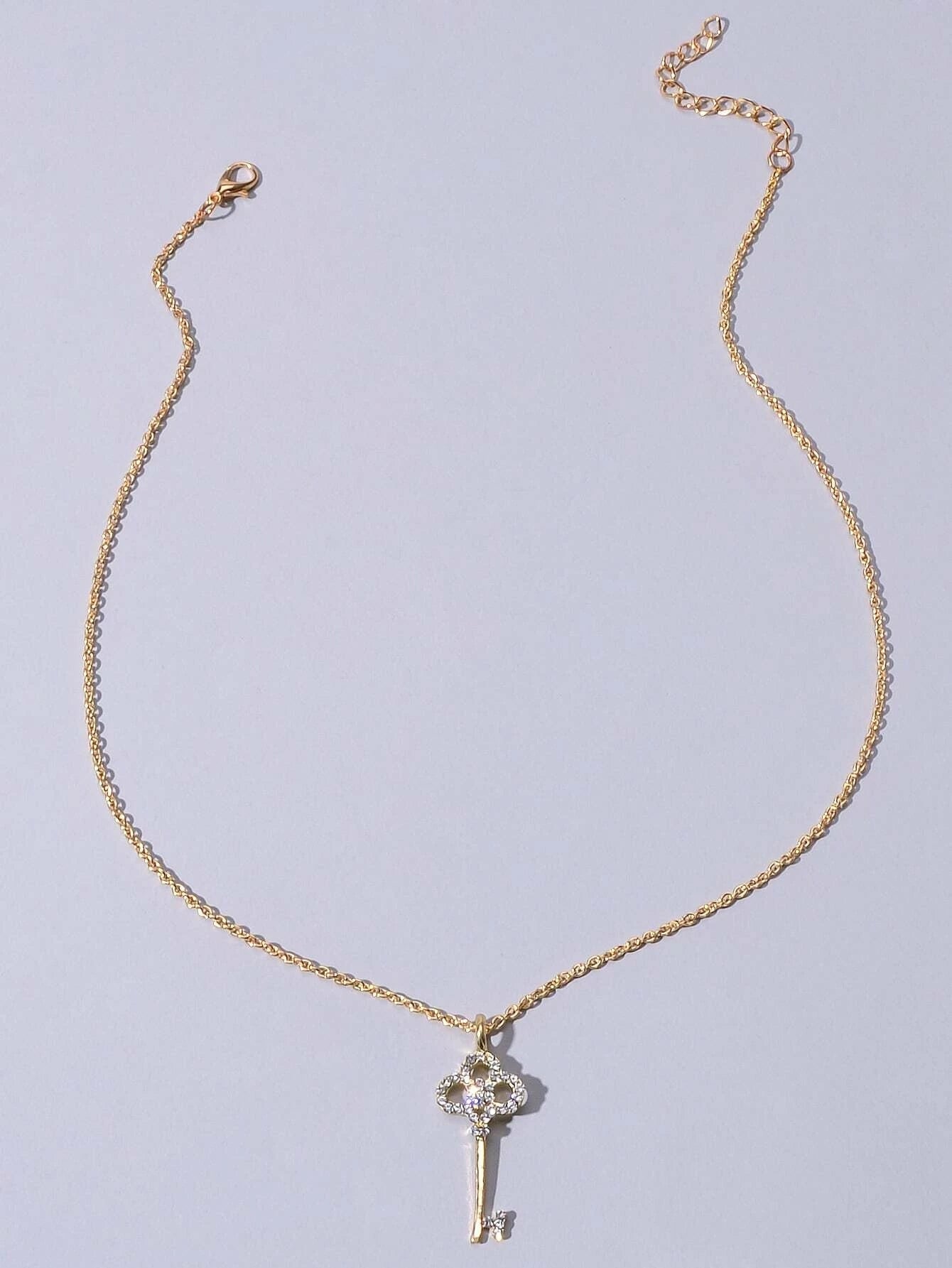 AU Local Rhinestone Flower Key Charm Necklace Stunning Simulated Diamond Jewelry-2