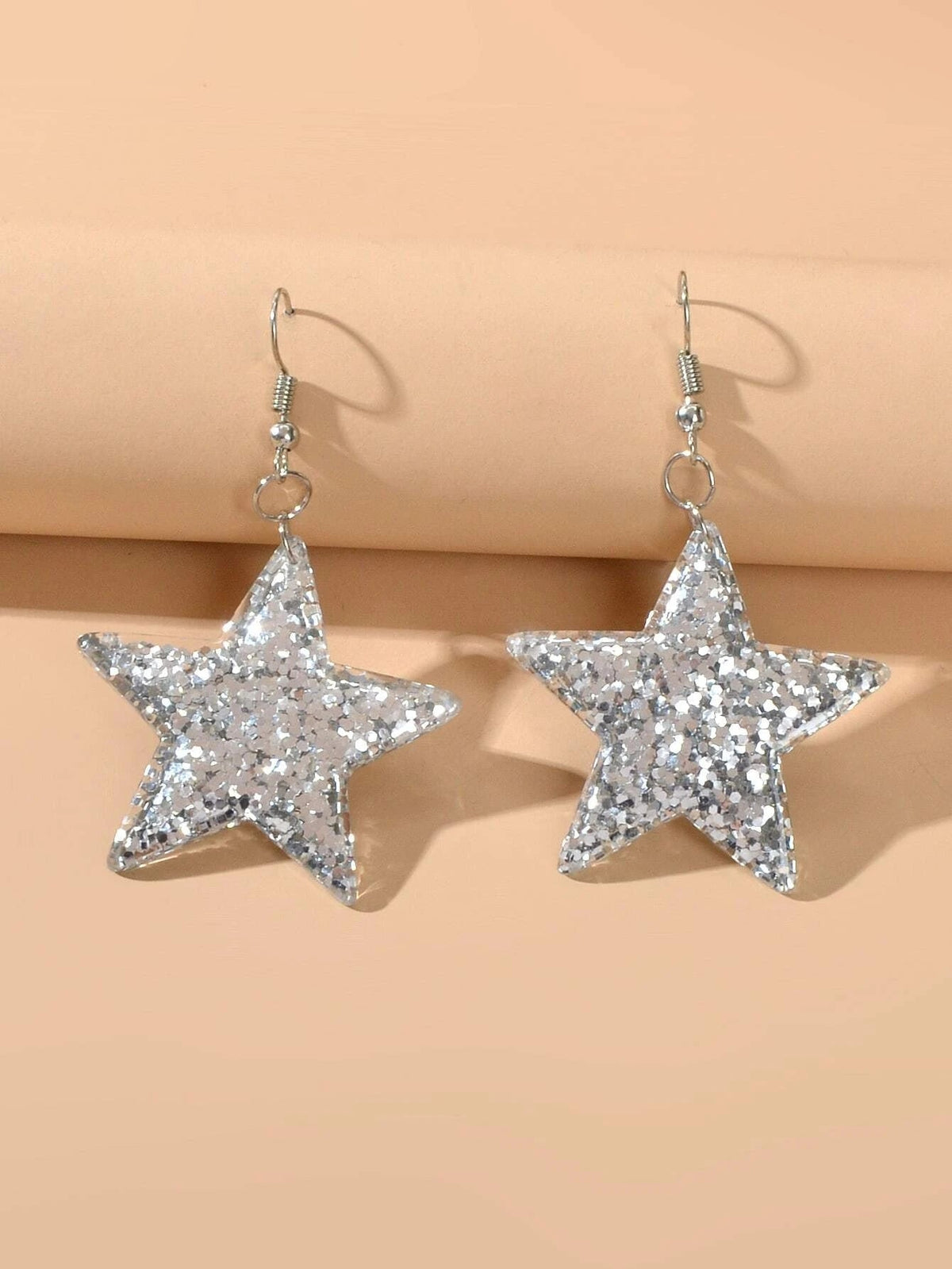 Silver Sequins Shinny Glitter Star Drop Earrings Wholesale Price Accessories-1
