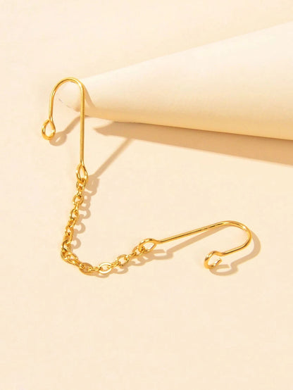 1pc Geometric Chain Link Punk Fake Nose Ring Lip Nose Body Piercing Jewellery-1