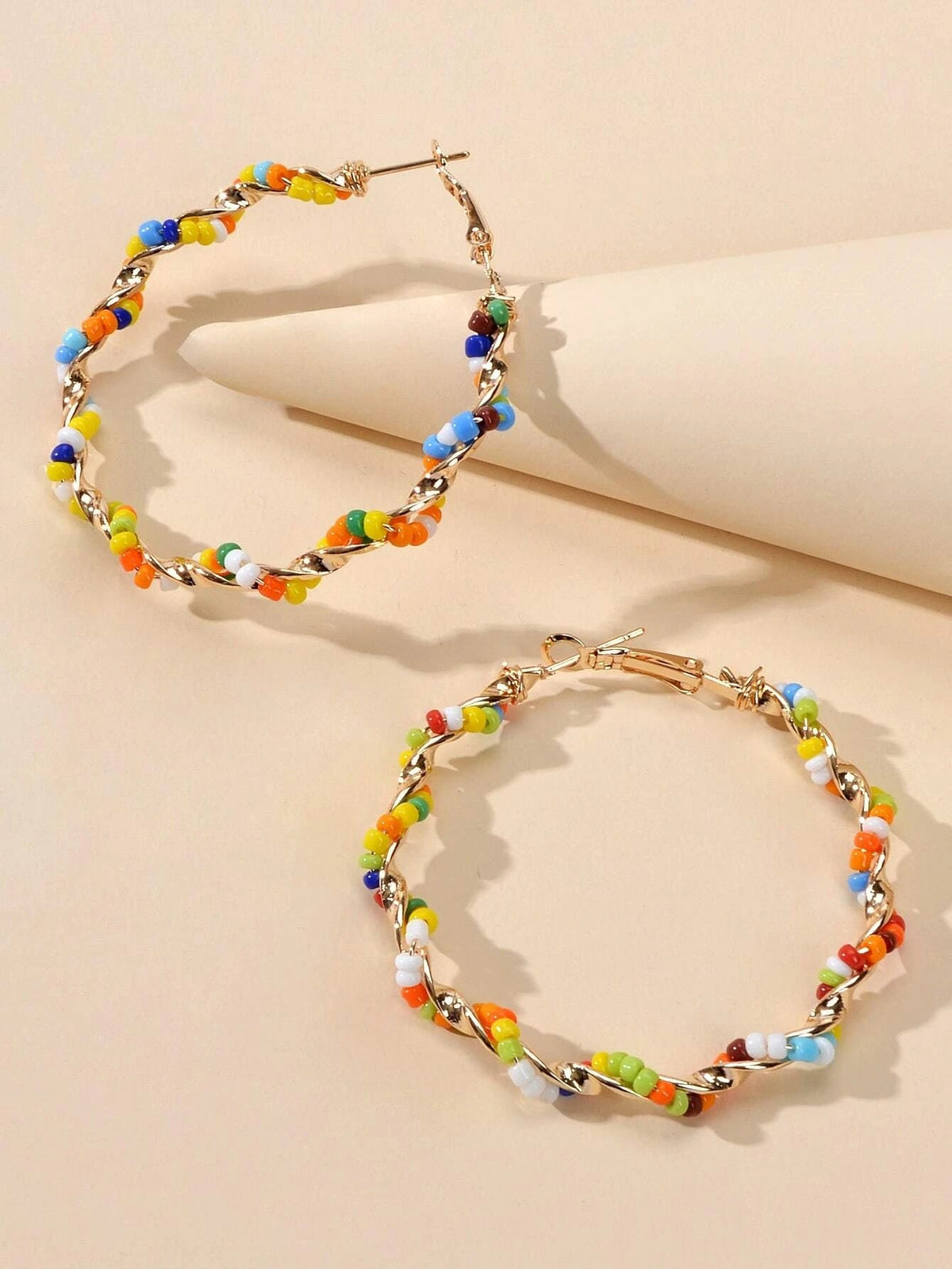 Bohemian Jewellery Seed Beads Decor Handmade Big Hoop Earrings Tribal Ethnic-1