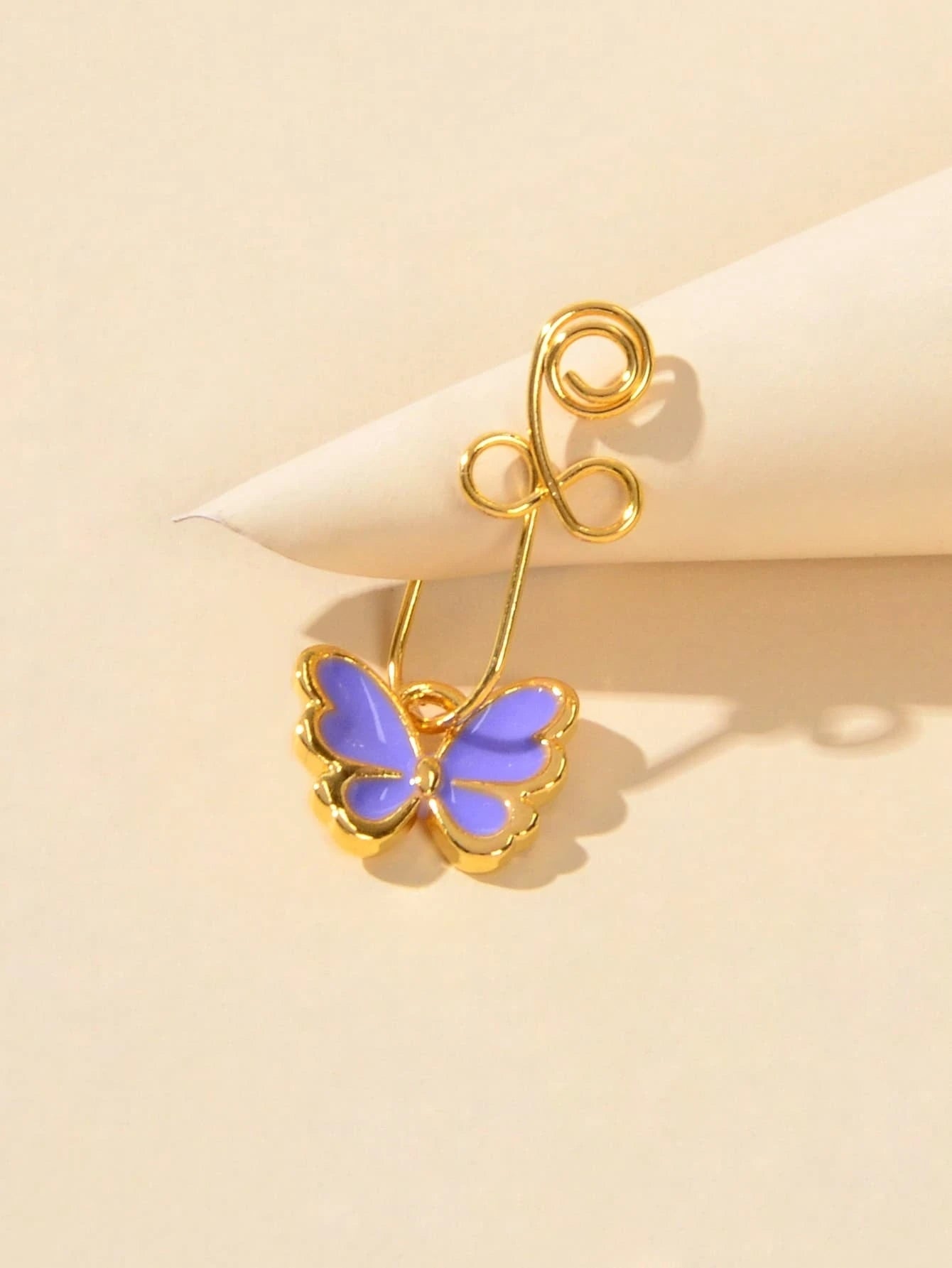1 pc Piercing Nose Bone Studs Colorful Enamel Butterfly Nose Ring Faux Lip Ear-1