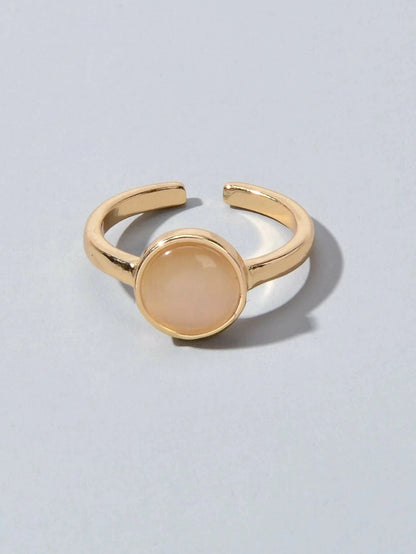Opal Gold Colour Open Cuff Dome Finger Ring Wholesale Price Party Accessories-1
