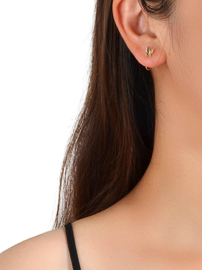 Minimalist Gold Silver Butterfly Cute Hoop Earrings Cute Stud Women Accessories-2