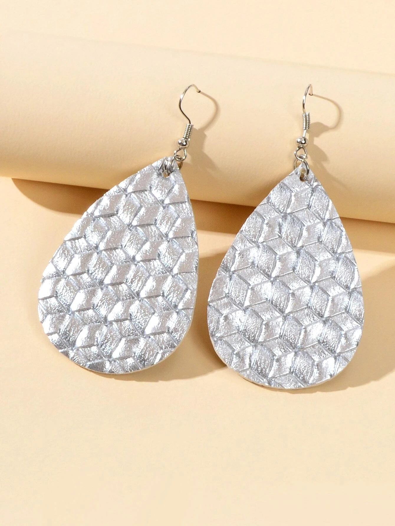 Silver Leather Water Drop Dangle Boho Chic Earrings Women Party Gift Jewellery-1