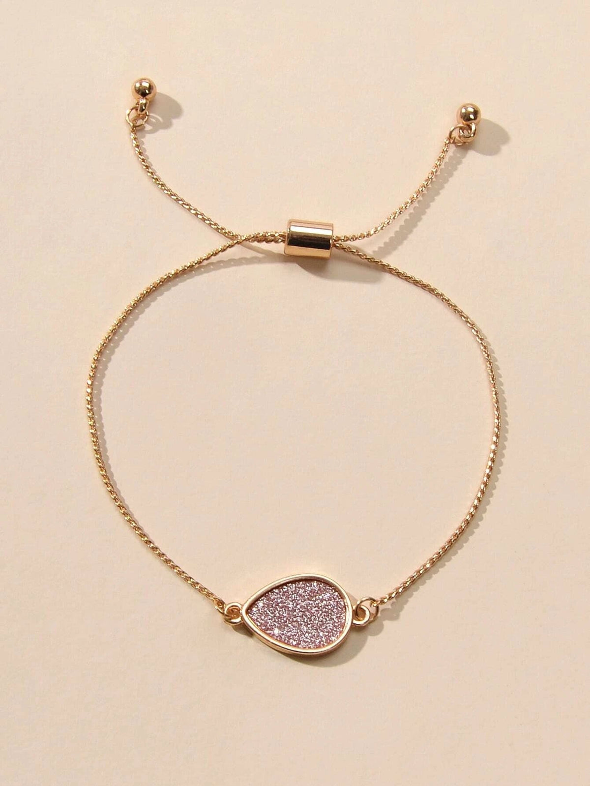 Textured Beautiful Jewelry Water Drop Charm Gold Chain Adjustable Women Bracelet-0