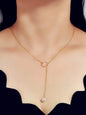 Fashion Gold Silver Chain Faux Pearl Decor Simple Lariat Necklace Women Jewelry-0
