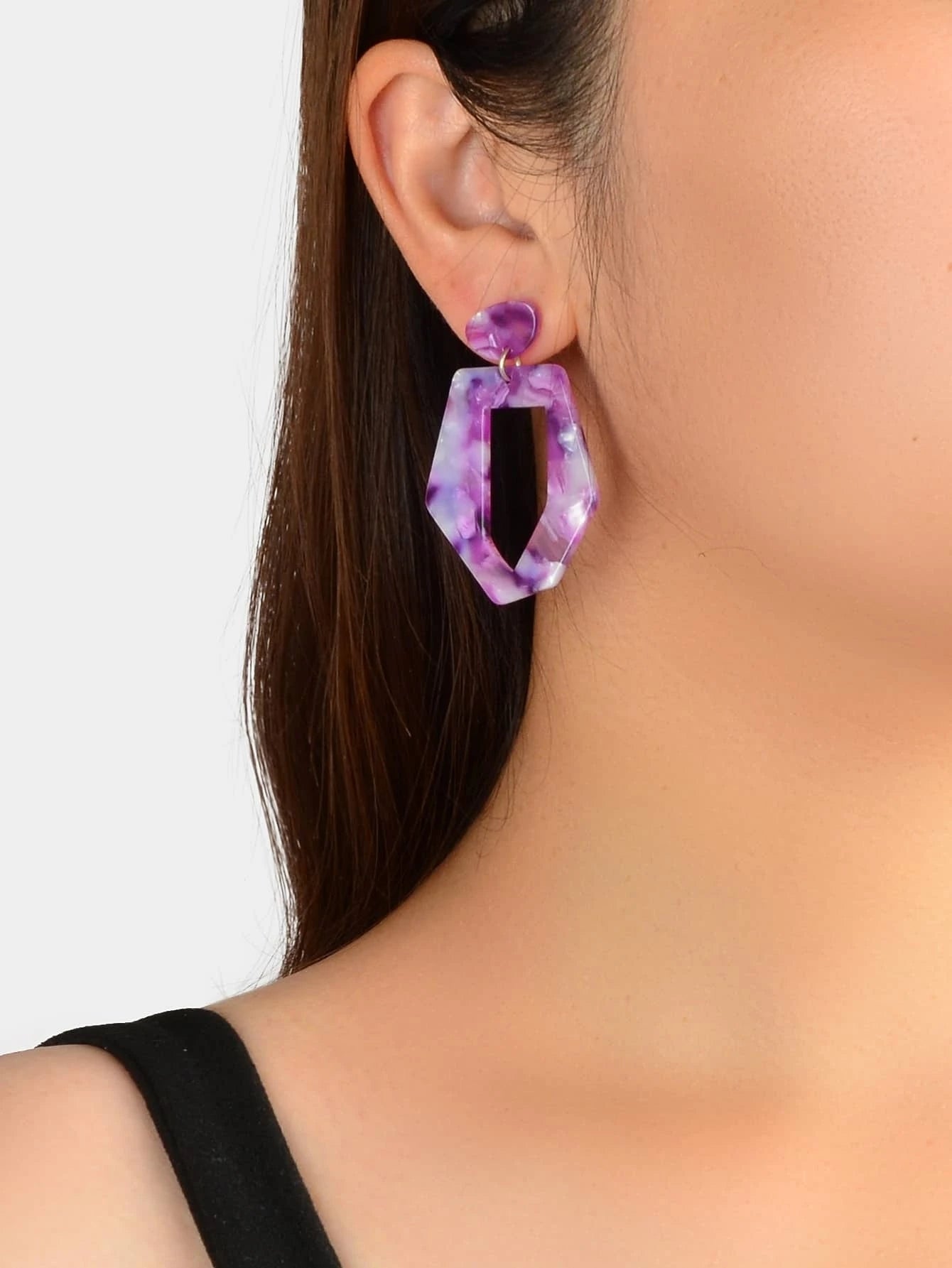 Mixed Color Geometric Acrylic Dangling Elements Earrings Women Party Decoration-4
