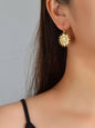 Gold Sun Drop Earrings Wholesale Price Women Teens Accessories Textured Jewelry-0
