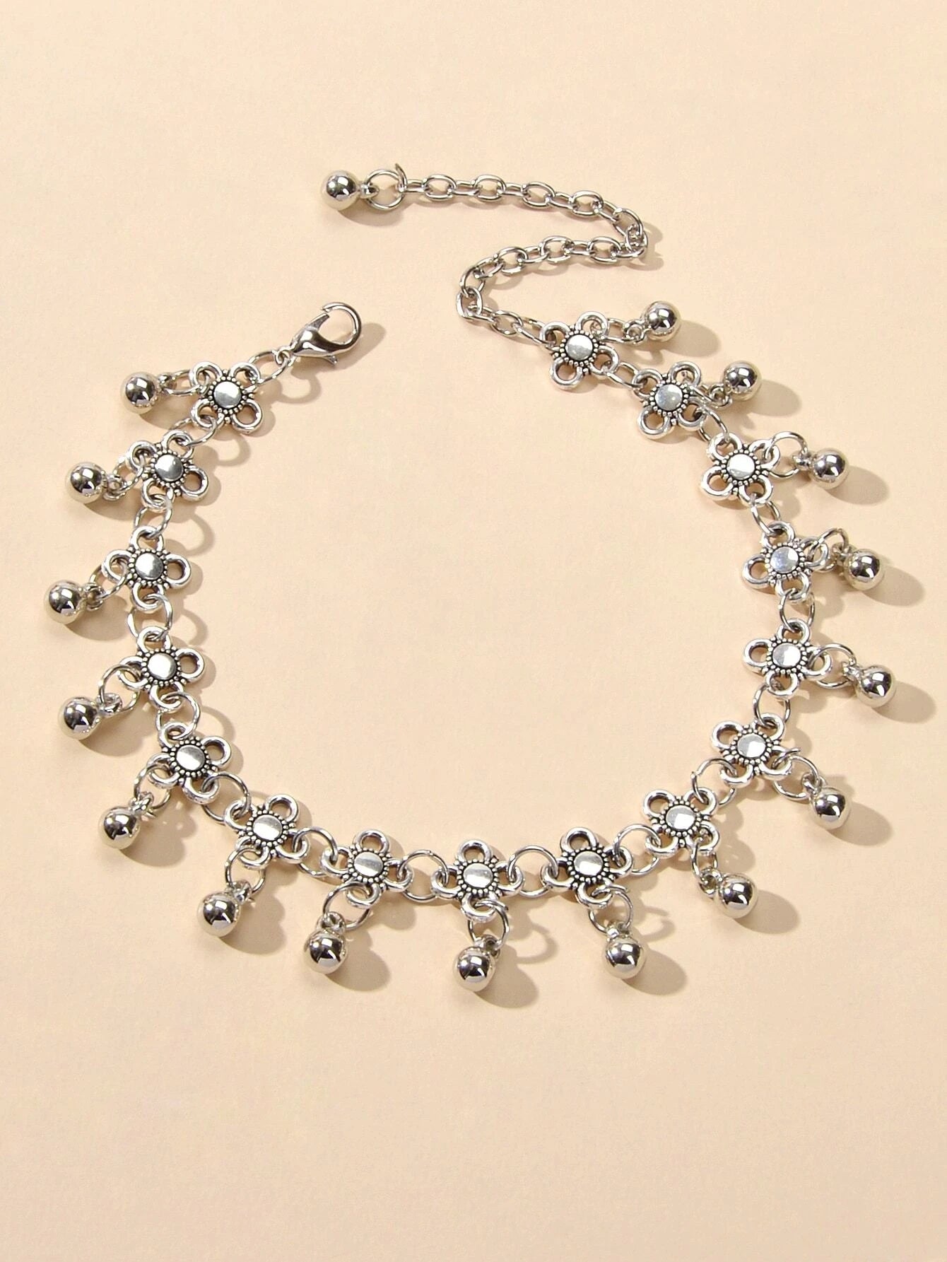 AU Post Foot Beach Jewelry Silver Chain Flower Round Balls Charm Anklet Bracelet-1