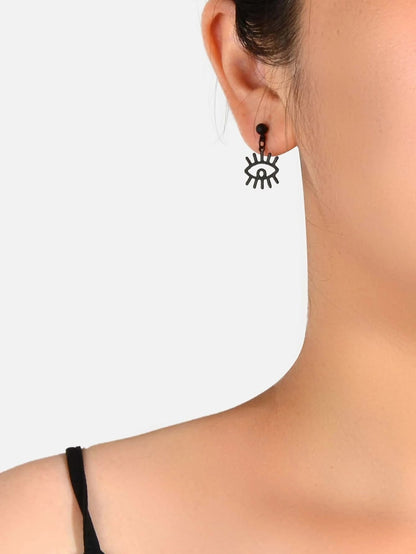 Punk Minimalist Jewellery Black Eye Drop Dangle Earrings Women Girls Accessories-1