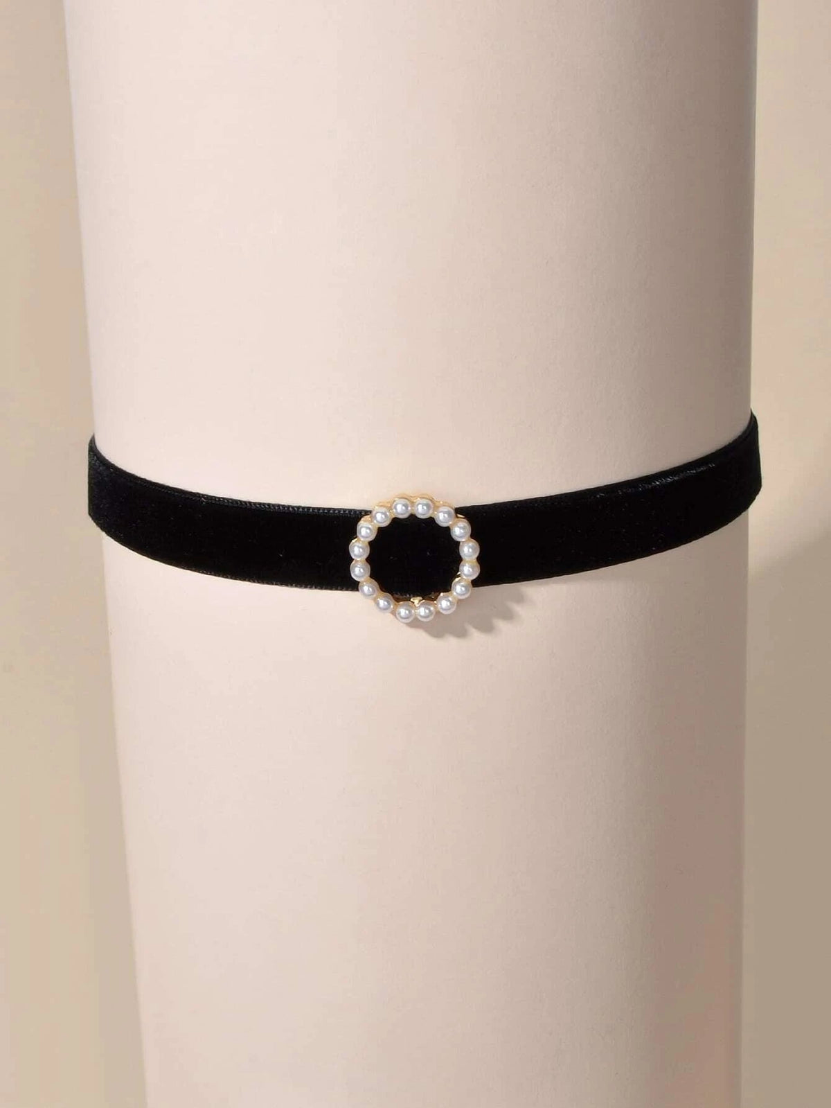 Retro Jewellery Pearl Decor Green Black Red Velvet Choker Necklace Accessories-2