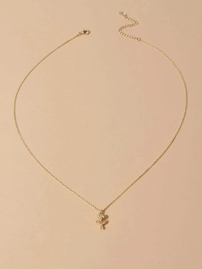 AU Stock Jewellery Gold Chain Rose Flower Charm Necklace Teens Women Lover Gift-1