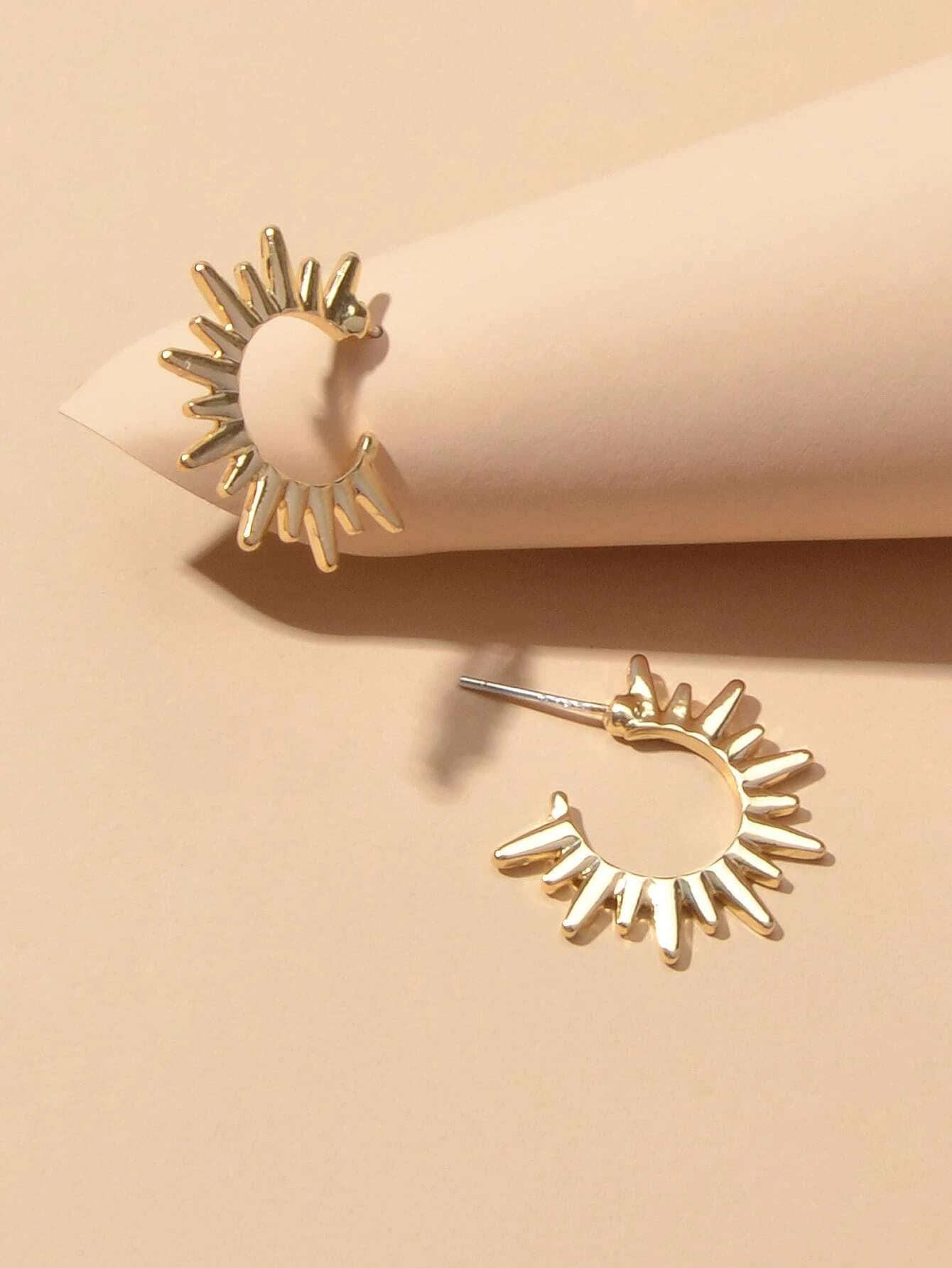 Punk Jewellery Gold Metal Spike Small Hoop Earrings Women Party Accessories Gift-1