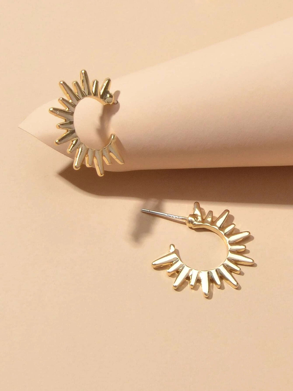 Punk Jewellery Gold Metal Spike Small Hoop Earrings Women Party Accessories Gift-1