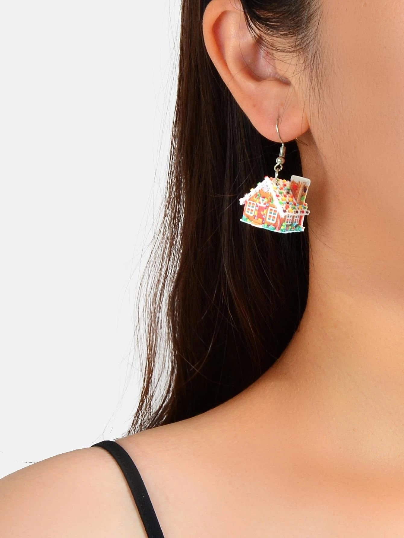 Colorful Christmas Jewellery Snow House Drop Dangle Earrings Party Festival Gift-2
