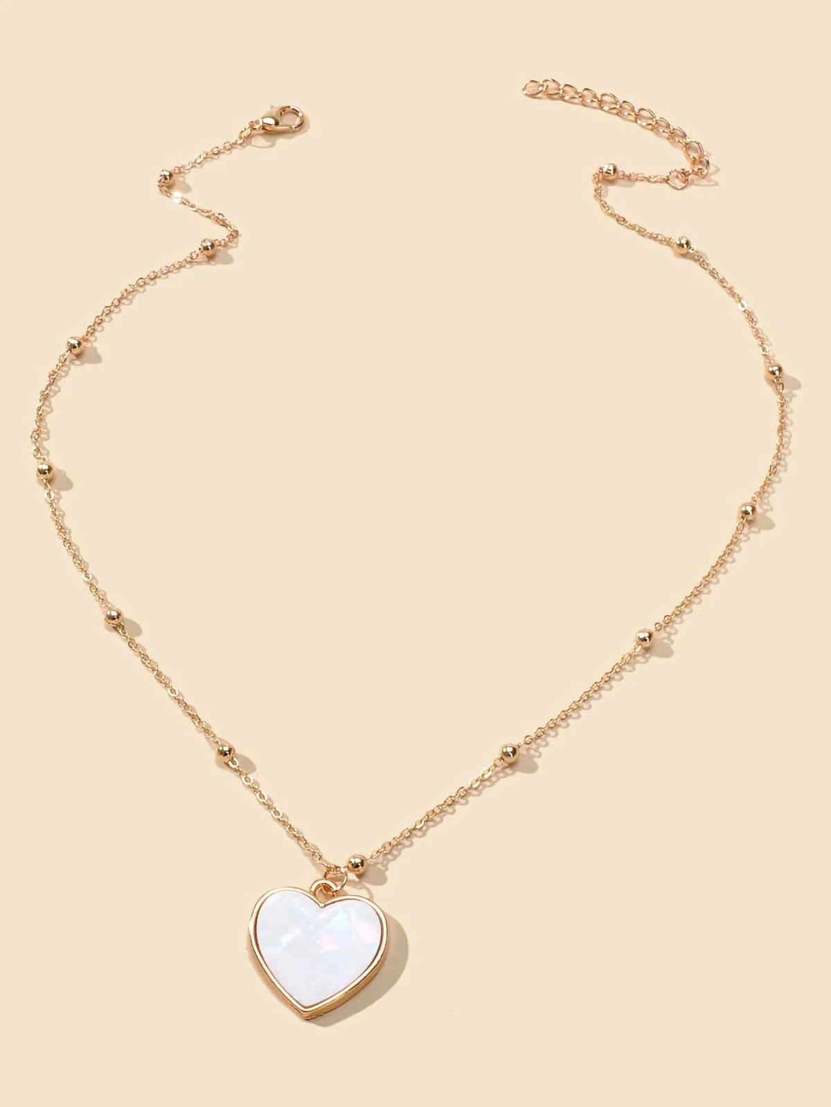 Gold Chain White Love Heart Pendant Lover Necklace Party Jewellery Friends Gift-1