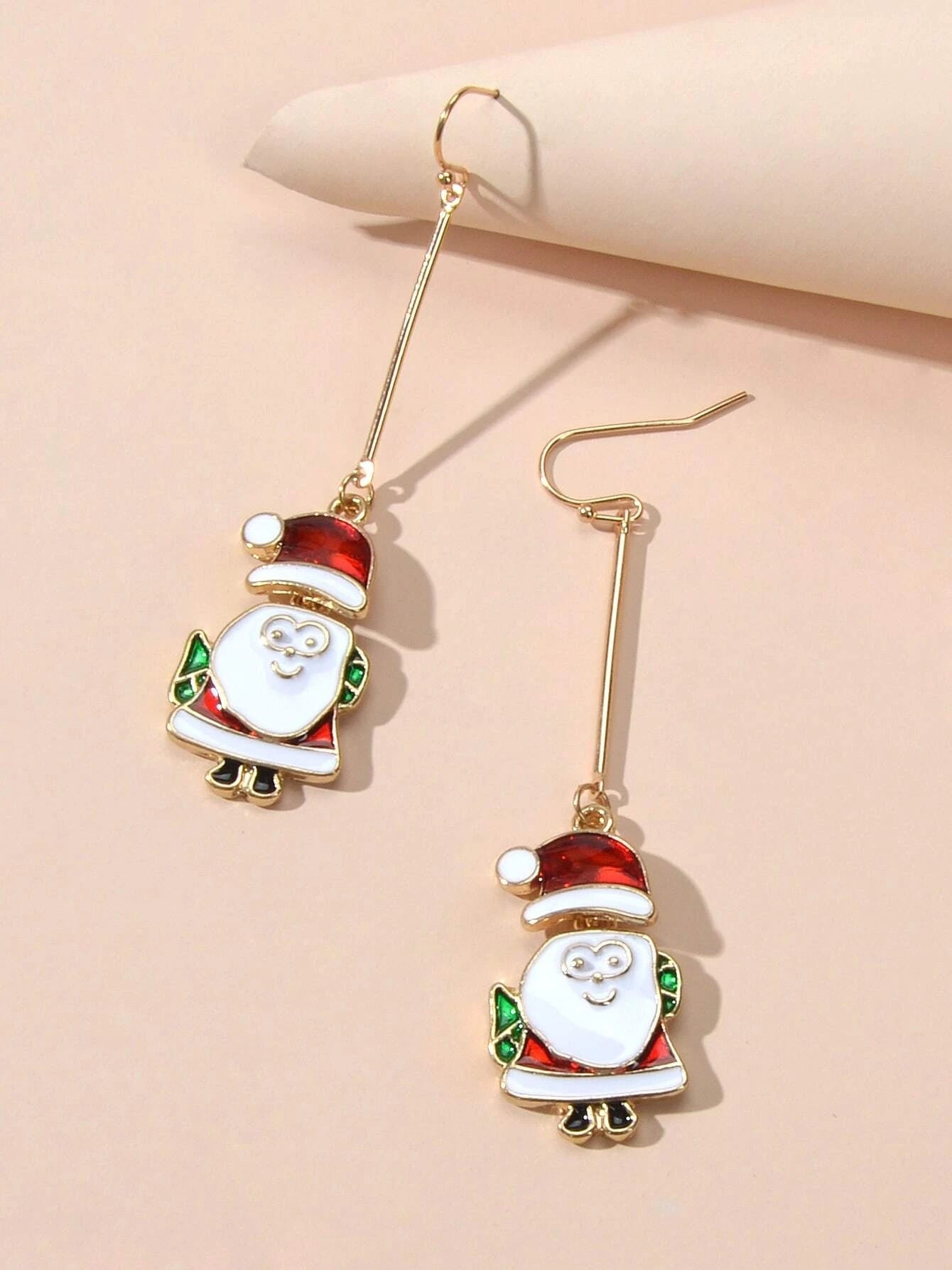 Christmas Jewellery White Enamel Santa Claus Drop Dangle Earrings Festival Gift-1