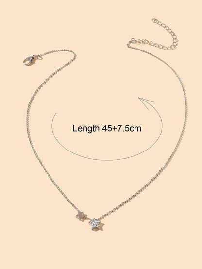 Anniversary Wedding Jewellery Silver Chain Star Pendant Necklace Nice Collection-1