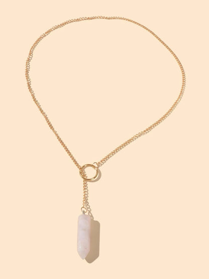 Hexagonal Quartz Point Chakra Pendant Chain Necklace Drop Charm Jewellery Gift-1