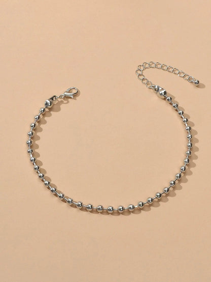 1pc Gold Silver Ball Chain Minimalist Boho Chic Anklet Bracelet Teen Summer Gift-1