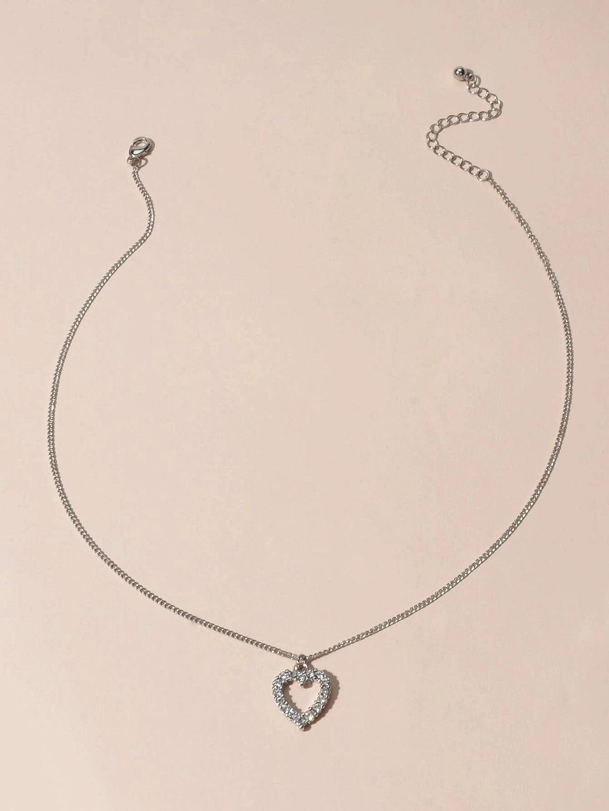 Fashion Jewellery Silver Rhinestone Love Heart Pendant Necklace Accessories Gift-2