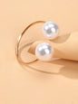Fashion Gold Metal Big Pearl Open Cuff Finger Ring Weddding Bridal Accessories-0